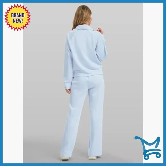 Oversized Half-Zip Sweatshirt & Wide Leg Pants Set, Rayon Blend - Picture 2 of 7